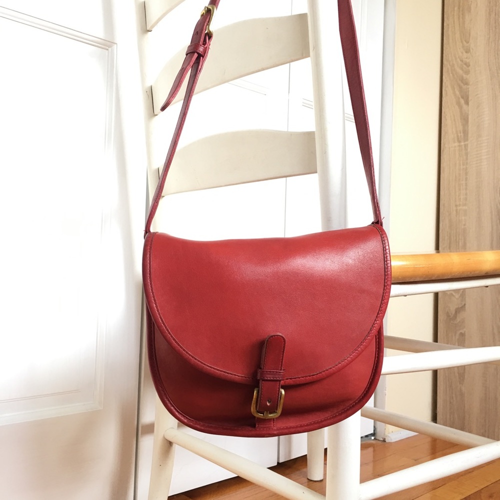 Vintage NYC Coach Riding Saddle Bag Red